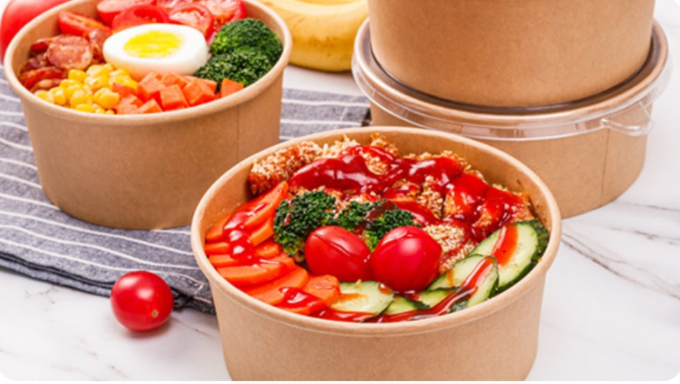 Round Kraft Paper Salad Bowl 38oz - SET