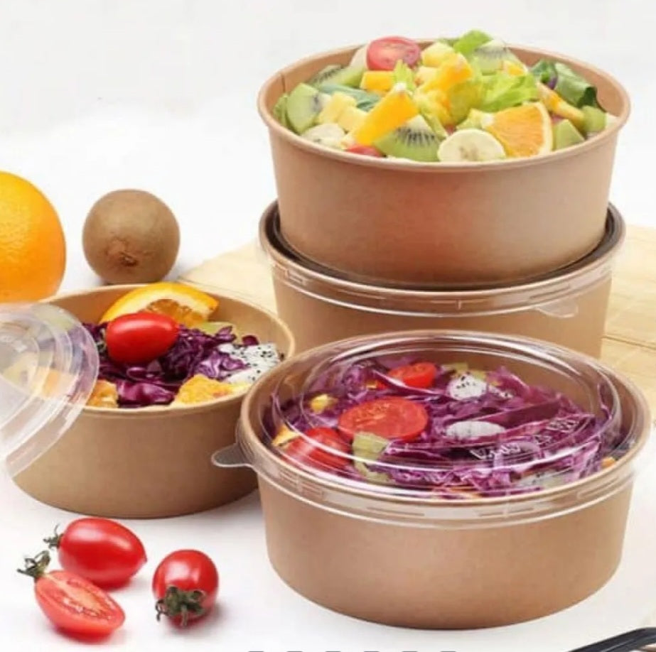 Round Kraft Paper Salad Bowl 38oz - SET